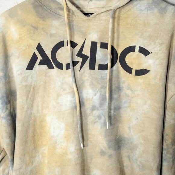 ACDC Women's Hoodie Band Graphic Pullover Soft Grunge Retro 80s Tie Dye Sz Large - Picture 4 of 8